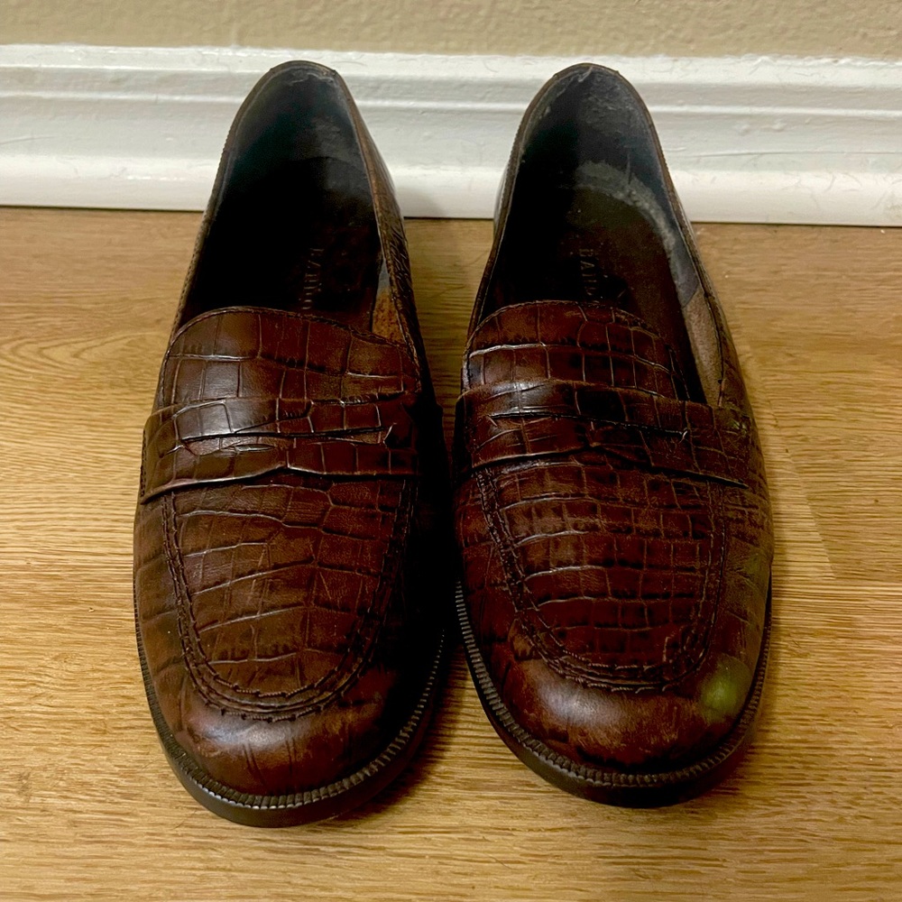 Bandolino Brown Leather Crocodile Loafers